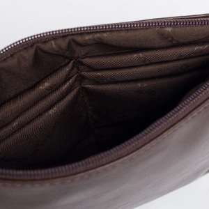 Сумка женская, отдел на молнии, наружный карман, длинный ремень, цвет тёмно-коричневый
