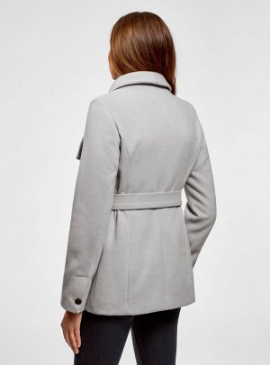 Пальто с поясом и асимметричной застежкой