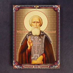 Икона-холст на подставке "Преподобный Сергий Радонежский"