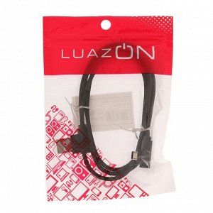 Кабель LuazON, microUSB - USB, 1 А, 1 м, оплётка нейлон, угловой, чёрный