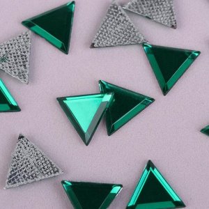 Стразы термоклеевые «Треугольник», 10 ? 10 мм, 50 шт, цвет зелёный