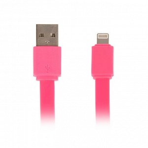 Кабель LuazON, Lightning - USB, 1 А, 20 см, розовый