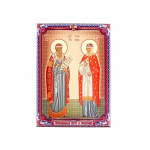 Икона холст "Преподобные Петр и Феврония" на подвесе