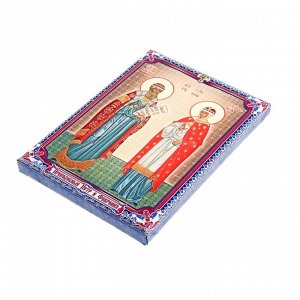 Икона холст "Преподобные Петр и Феврония" на подвесе
