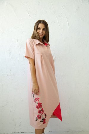Платье 364, персик/малиновый