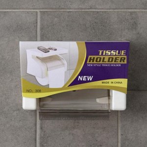Держатель для туалетной бумаги с полочкой, 18x11,5x12 см, цвет белый