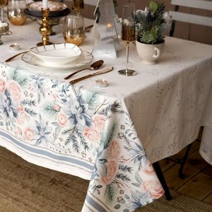 Скатерть новогодняя "Этель" Christmas flowers 149х180см с ГМВО, 100%хл, 190г/м2