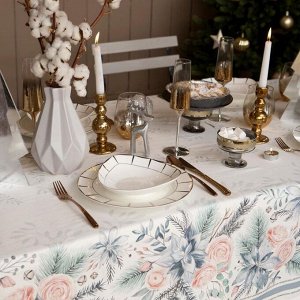 Скатерть новогодняя "Этель" Christmas flowers 149х110см с ГМВО, 100%хл, 190г/м2