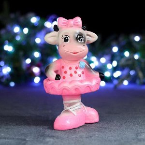 Копилка "Символ года: Корова Балерина" серая с розовым 22см