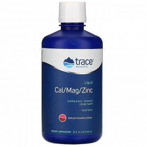 Trace Minerals Research, Liquid Cal/Mag/Zinc, Natural Strawberry Flavor, 32 fl oz (946 ml)
