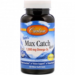 Carlson Labs, Teen&#x27 - s Max Catch Minis, 1,000 mg, 60 Mini Soft Gels