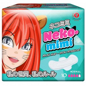 Прокладки гигиенические женские Maneki, дневные, серия Neko-mimi, 240 мм, 10 шт