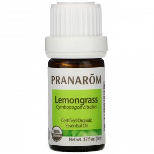 Pranarom, Essential Oil, Lemongrass, .17 fl oz (5 ml)