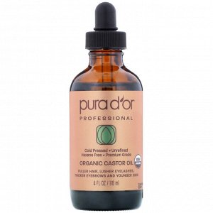 Pura D&#x27 - or, Professional, Organic Castor Oil, 4 fl oz (118 ml)