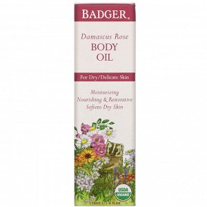 Badger Company, Damascus Rose Body Oil, 4 fl oz (118 ml)