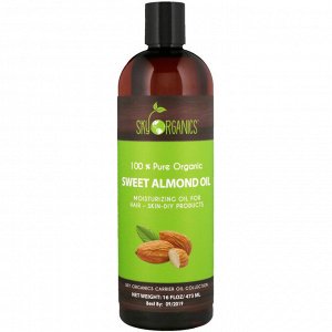 Sky Organics, 100% Pure Organic, Sweet Almond Oil, 16 fl oz (473 ml)