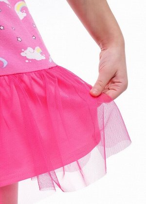 Платье Описание: Красивое набивное платье из хлопка ,расширенное к низу . По окату рукава - милое крылышко из сетки. Низ изделия с двойной оборкой -верхняя- сетка. Впереди принт.
Цвет: розовый/белый. 