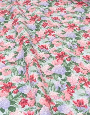 Рогожка Премиум "Розово-сиреневые садовые цветы" (комп), шир.1.5м, хлопок-100%, 200гр/м.кв