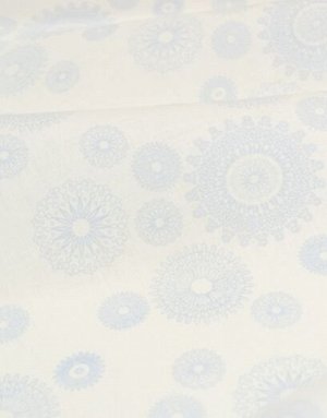 Лен "Голубые узорные снежинки" 1.5 м , лен-100%, пл.170 гр/м.кв