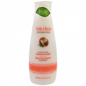 Live Clean, Увлажняющий кондиционер, кокосовое молочко, 12 унций (350 мл)