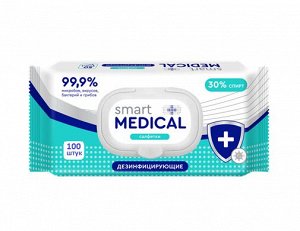 Салфетки Дезинфицирующие Smart Мedical с пластиковым клапаном, 100шт