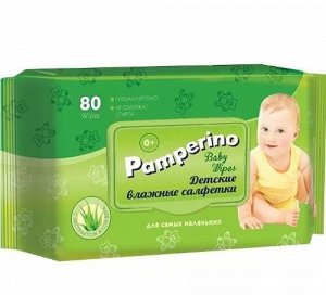 Детские влажные салфетки с клапаном Pamperino, 80шт