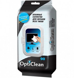 Влажные салфетки OptiClean для Экранов всех типов, 90шт