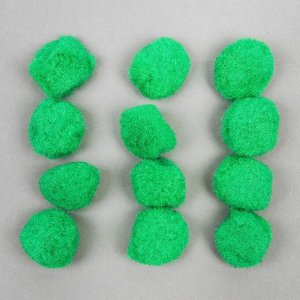 Набор текстильных деталей для декора «Бомбошки» 12 шт. набор, размер 1 шт: 3 см, цвет зелёный