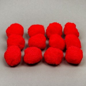 Набор текстильных деталей для декора «Бомбошки» 12 шт. набор, размер 1 шт: 3 см, цвет красный