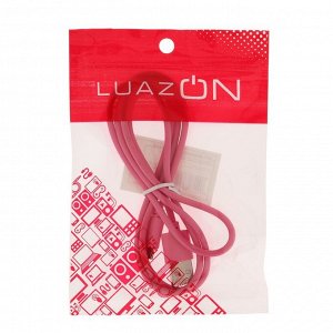 Кабель LuazON, micro USB - USB, 1 А, 1 м, розовый