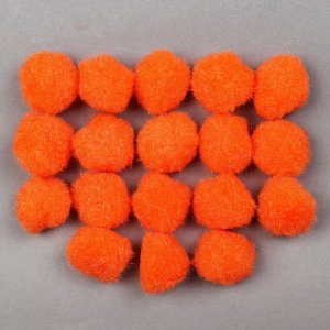 Набор текстильных деталей для декора «Бомбошки» 18 шт. набор, размер 1 шт: 2,5 см, цвет оранжевый