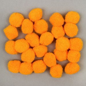 Набор текстильных деталей для декора «Бомбошки» 25 шт. набор, размер 1 шт: 2 см, цвет оранжевый