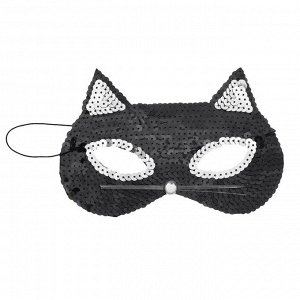 Карнавальная маска «Кошечка», с пайетками, цвет чёрный