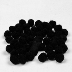 Набор текстильных деталей для декора «Бомбошки» 50 шт. набор, размер 1 шт: 1,5 см, цвет чёрный