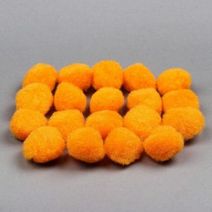Набор текстильных деталей для декора «Бомбошки» 18 шт. набор, размер 1 шт: 2,5 см, цвет светло-оранжевый