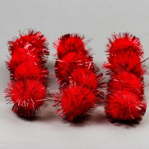 Набор деталей для декора «Бомбошки с блеском» набор 12 шт., размер 1 шт: 3 см, цвет красный