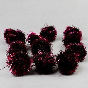 Набор деталей для декора «Бомбошки с блеском» набор 12 шт., размер 1шт: 3 см,цвет чёрно-розовый