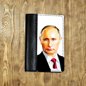 Обложка на паспорт "Путин", комбинированная, черная
