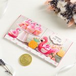 Конверт для денег &quot;Сюрприз для тебя (фламинго)&quot;, с шок. монетой и доп. элементом, 19 х 9,5 см.