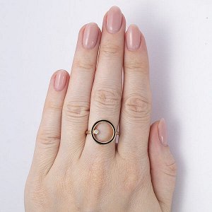 Позолоченное кольцо с черной эмалью - 1259 - п