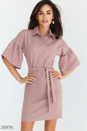 Розовое платье-мини в рубашечном стиле