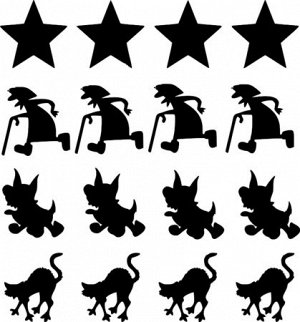 Мега-набор: бабки, кошки, собаки, звезды.