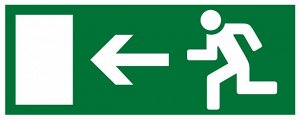 Знак E-04 «Направление к эвакуационному выходу налево»