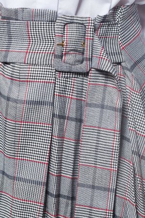 Асимметричная юбка с запахом, вставкой из гофре и с поясом на обтяжной пряжке., D26.382
