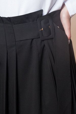 Асимметричная юбка с запахом, вставкой из гофре и с поясом на обтяжной пряжке., D26.382