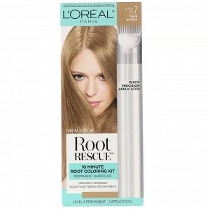 L'Oreal, Комплект для окрашивания корней за 10 минут Root Rescue, оттенок 7 темный блонд, на 1 применение