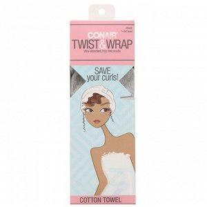 Conair, Хлопковое полотенце Twist & Wrap, 1 шт.