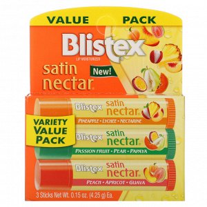 Blistex, Satin Nectar Lip Moisturizer, Variety Pack , 3 Pack, 0.15 oz (4.25 g) Each