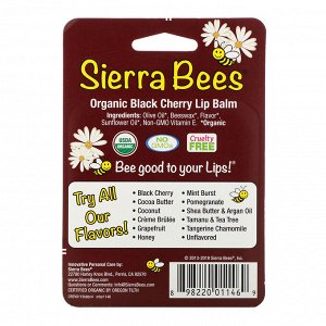 Sierra Bees, Органические бальзамы для губ, с запахом черешни, 4 в упаковке, 4,25 г (15 унций) каждый