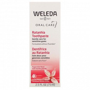 Weleda, Oral Care, Ratanhia Toothpaste, Peppermint Flavor, 2.5 fl oz (75 ml)